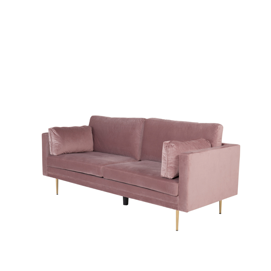 Boom Soffa 2-3 Sits – Gammalrosa Sammet & Metallben, Nordisk Design