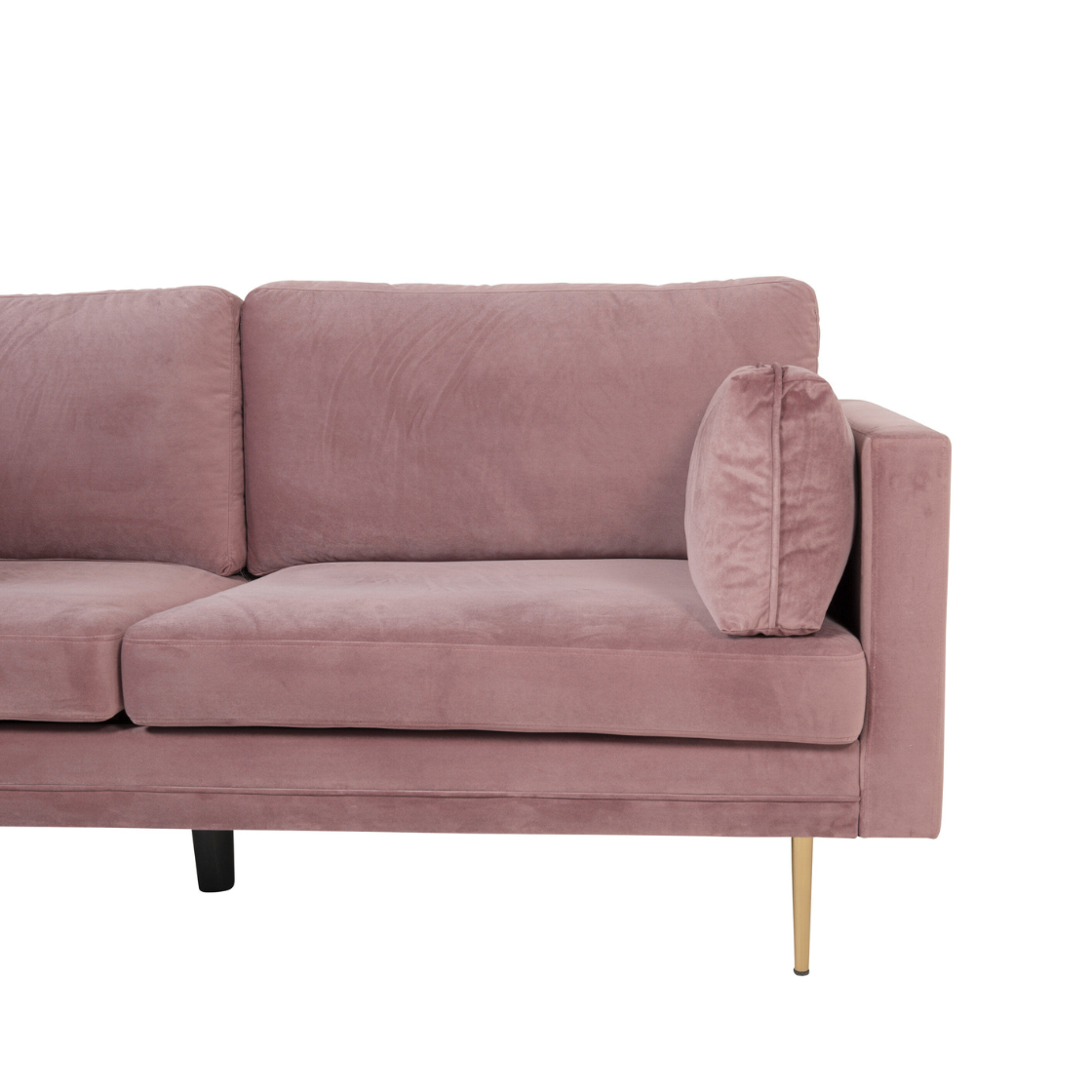Boom Soffa 2-3 Sits – Gammalrosa Sammet & Metallben, Nordisk Design
