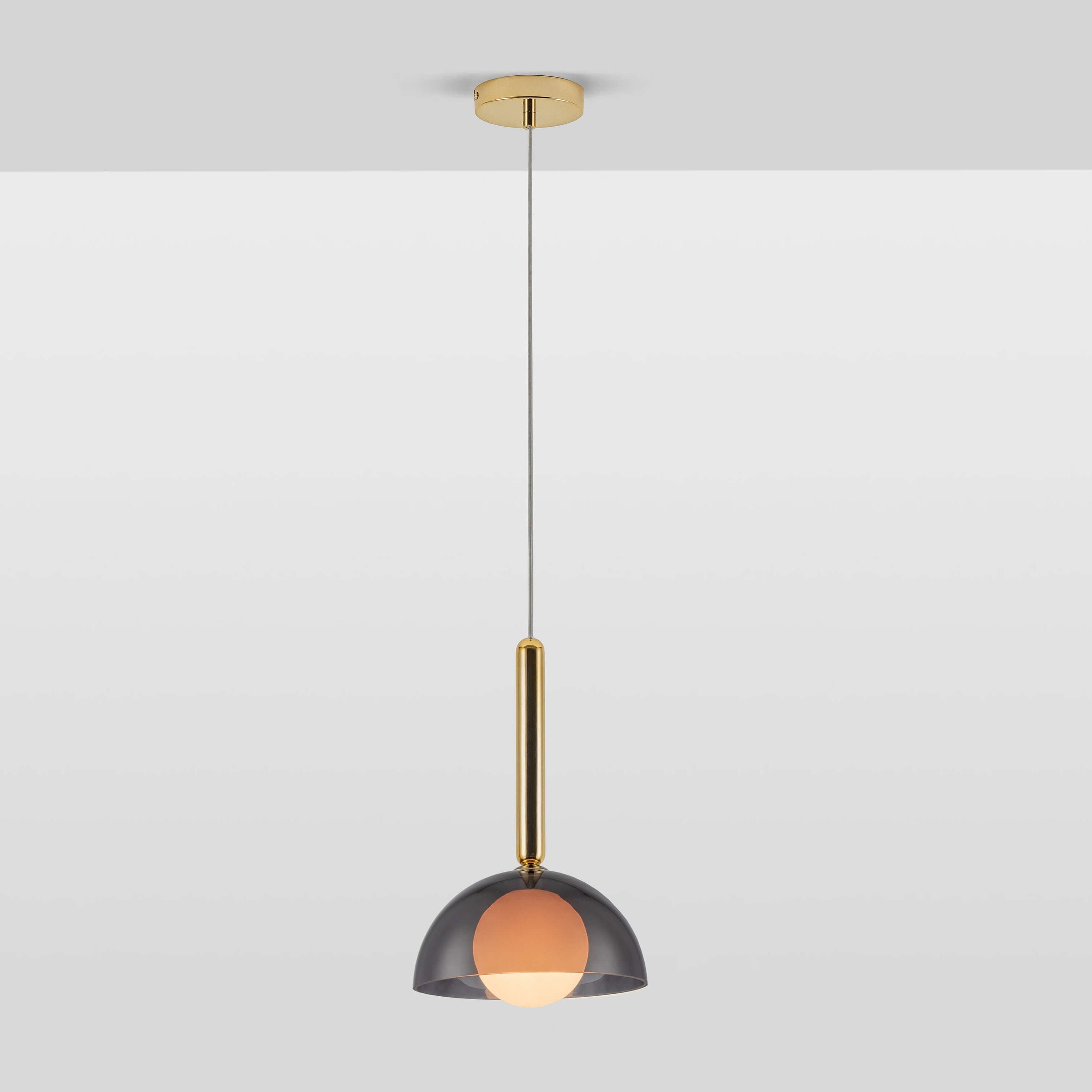 Grå Taklampa | Modern Pendellampa i Glas & Mässing